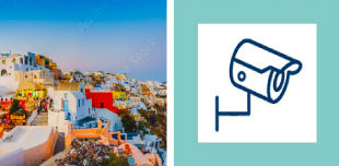 Secure luggage storage with 24/7 CCTV surveillance in Santorini